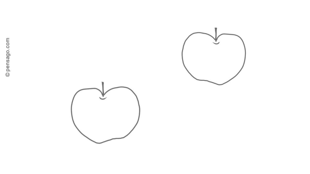 Image of pencil sketch of two apples.